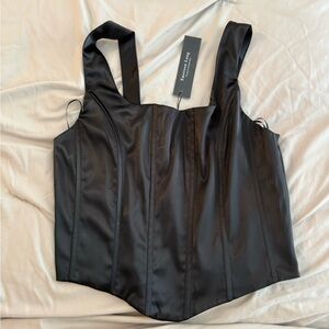 Elegant Black Satin Bodysuit